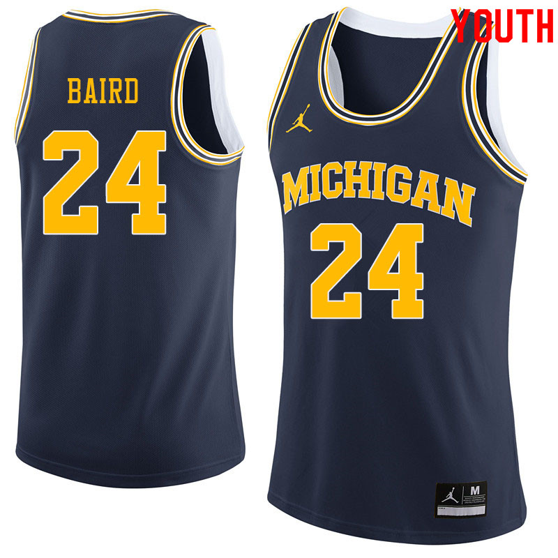 Jordan Brand Youth #24 C.J. Baird Michigan Wolverines College Basketball Jerseys Sale-Navy